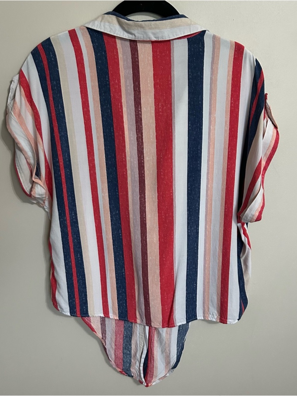 Love Notes Striped Tie-Front Button Shirt L | Coastal Boho - Picture 3 of 10